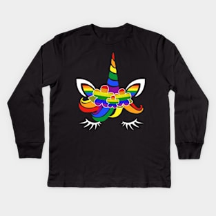 Cute LGBT Unicorn LGBT Gay Lesbian Pride T-shirt Kids Long Sleeve T-Shirt